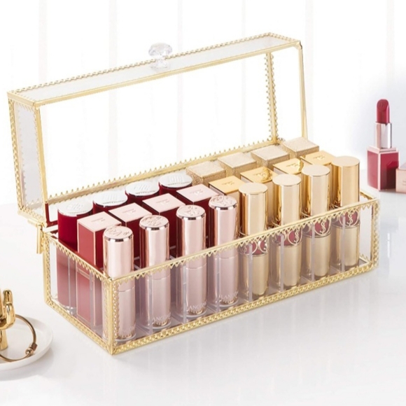 New Glass & Gold Makeup Lipstick Holder - Picture 1 of 12